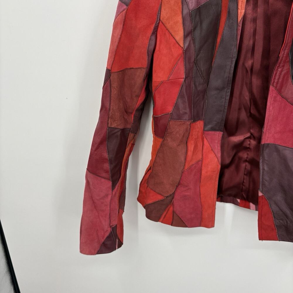 Vintage Suede Leather Patchwork Jacket Small Whim… - image 3